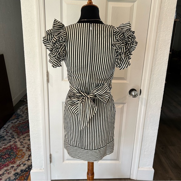 French Connection Striped Dress with Statement Sleeves | Size 2 - Picture 5 of 7